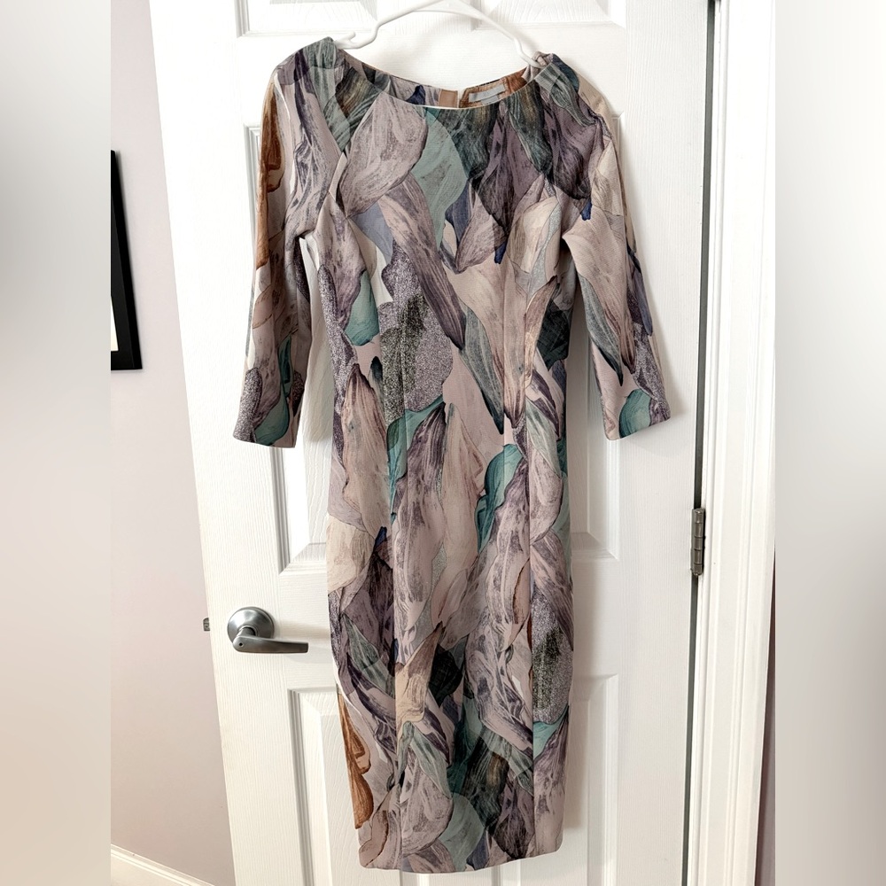 abstract midi pencil dress